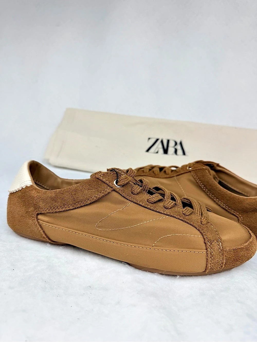 Zara Women’s Retro Sneakers Brown & White Size 6.5 NWT